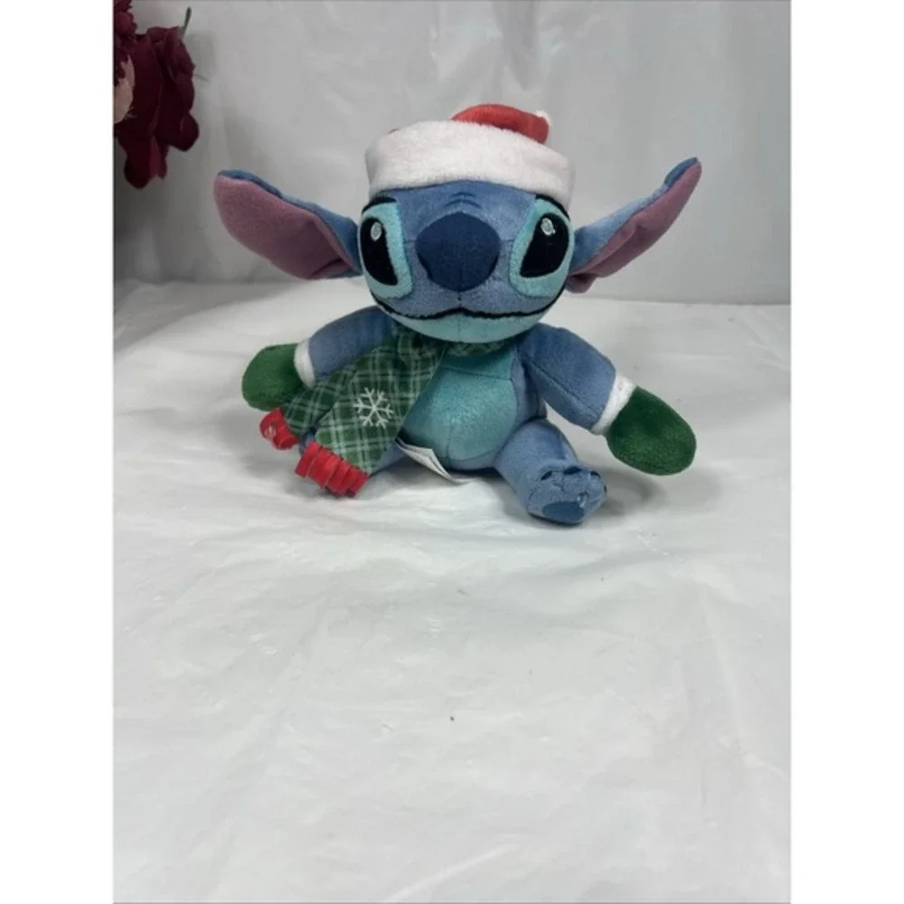 Disney Christmas Stitch Plush with Santa‎ Hat Scarf 6